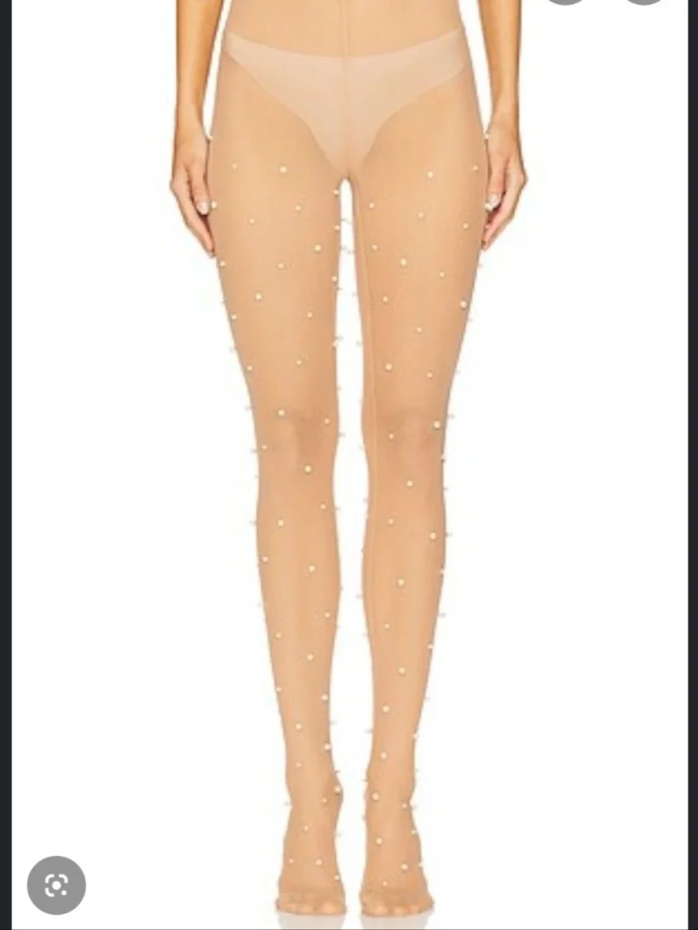 Nadine Merabi Diana Pearl Embellished Nude Tights NWT 1 XS/S/M
